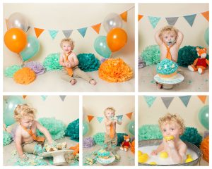 Cake Smash and Splash Merseyside Studio Orange Theme Fox