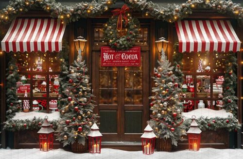 Winter Wonderland Scene Hot Chocolate Shop